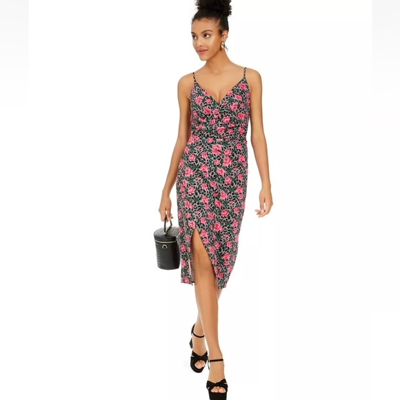 NEW Betsey Johnson Midi Dress Leopard Cheetah Print with Roses Sz 16 NWT - Picture 2 of 16